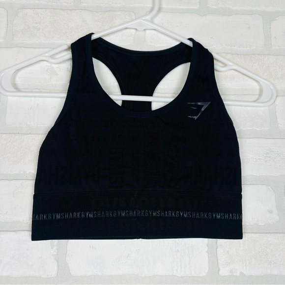 Gymshark VISION SPORTS BRA, Medium Support,  Black‎ w/logo, Size Small - Picture 1 of 10